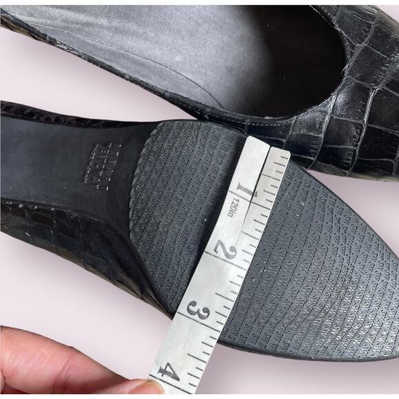 STUART WEITZMAN Black Croc 80s Vintage Leather Heel Pumps Women Size 9.5 AA - Picture 6 of 13